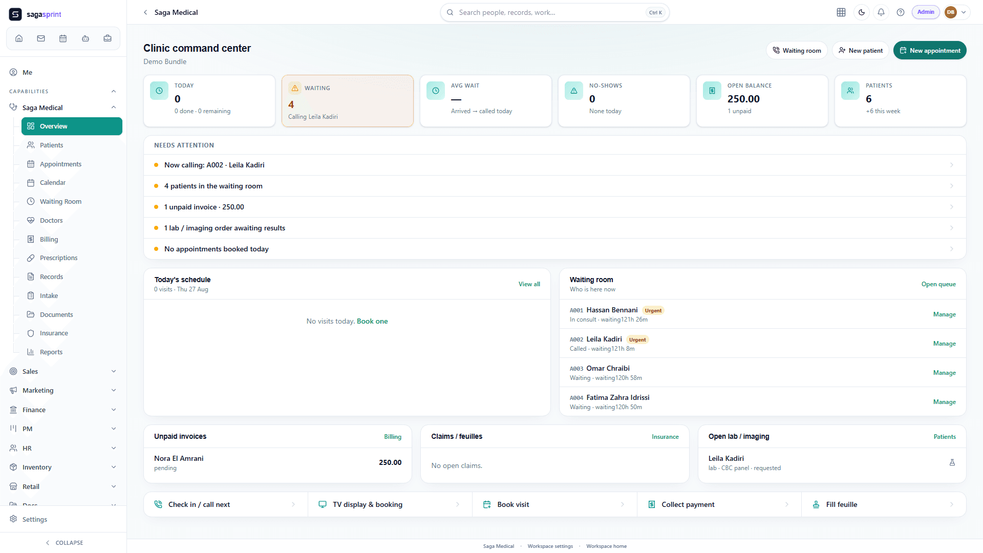 Clinic dashboard
