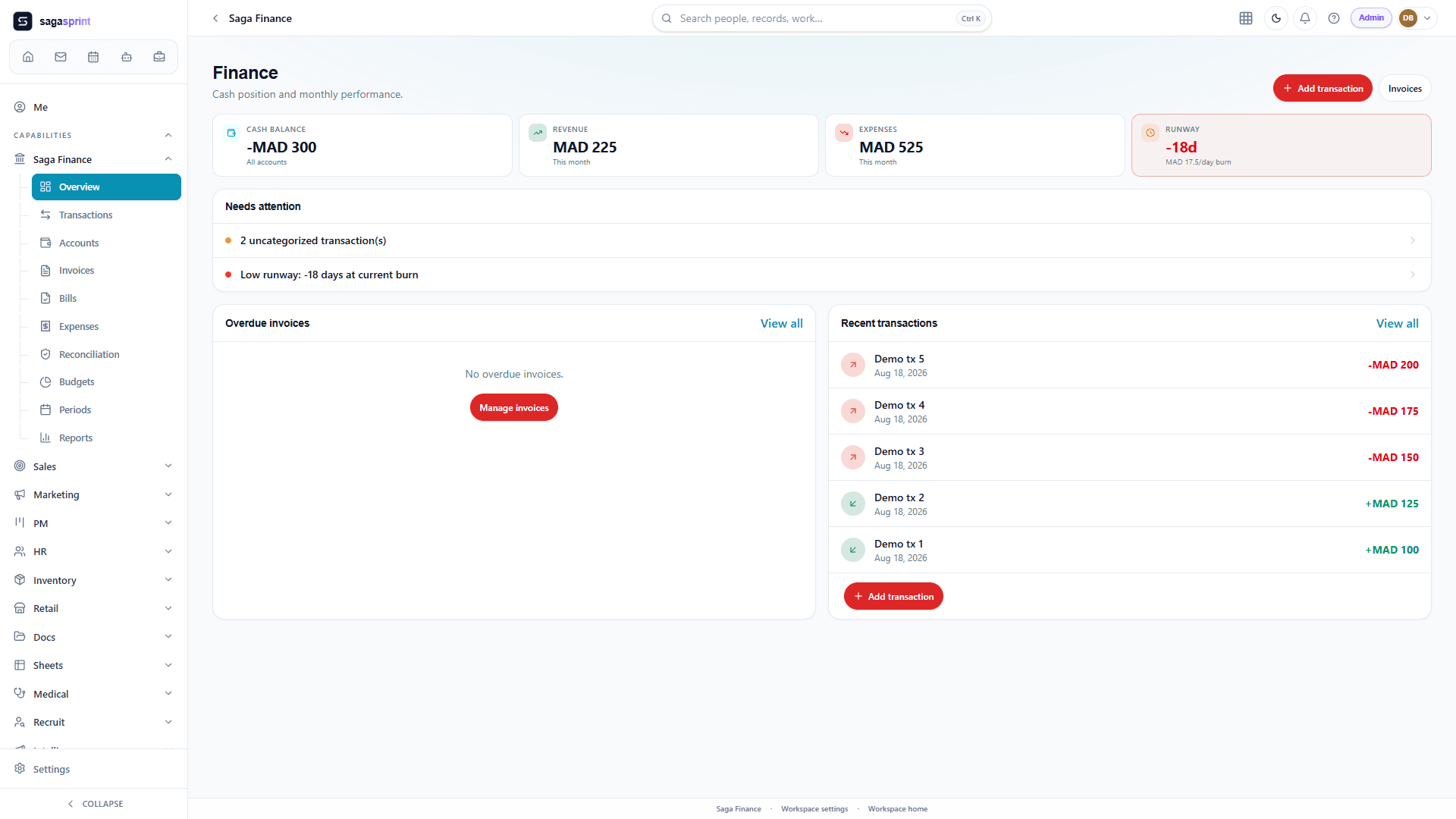 Finance dashboard