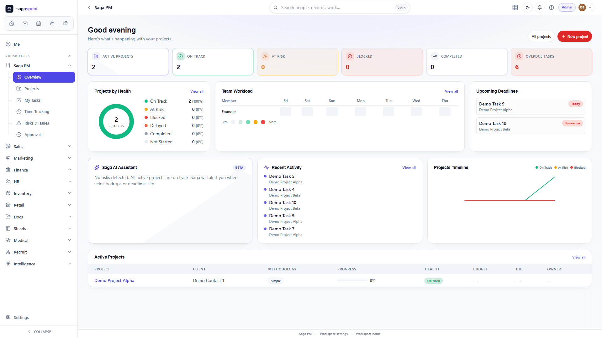 Projects dashboard