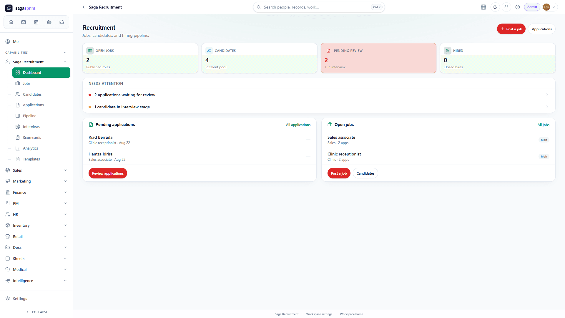 Recruitment dashboard