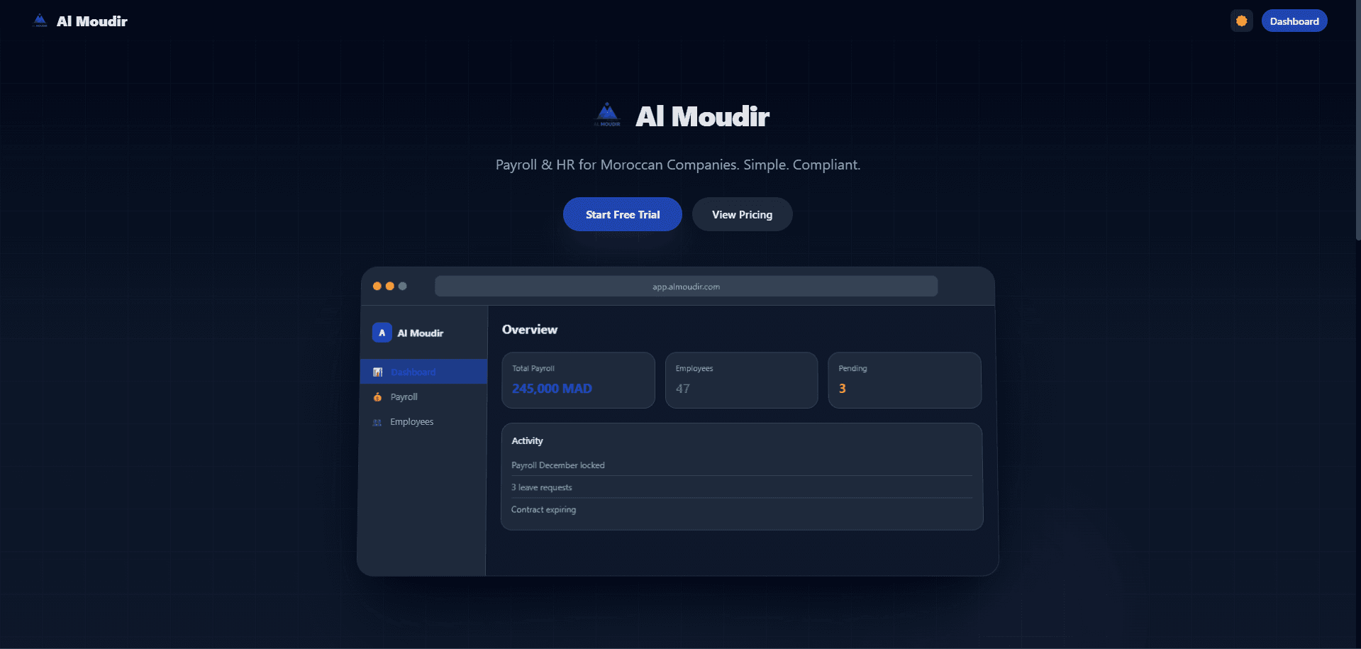 Al Moudir: Moroccan labor law, payroll, and full HR in one system