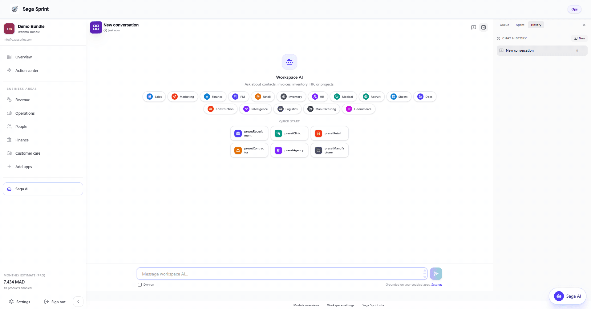 Saga AI chat in your workspace