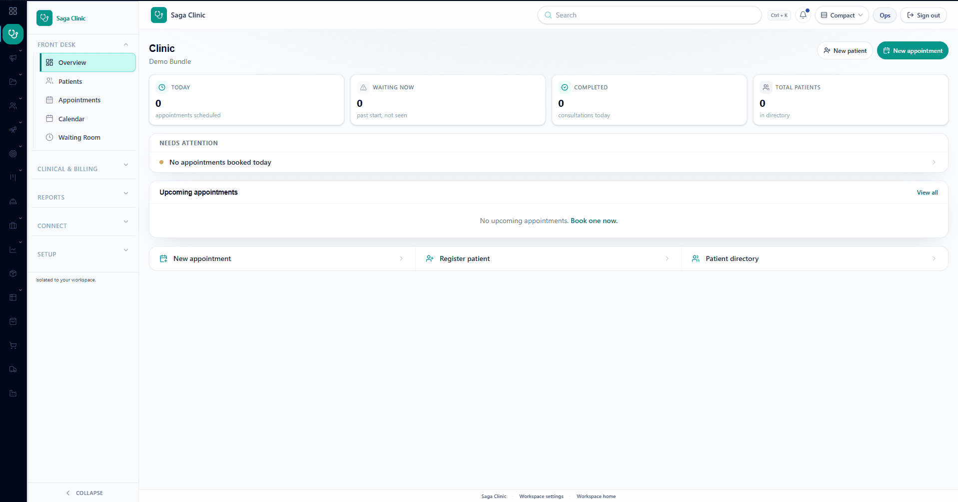Saga Medical dashboard preview
