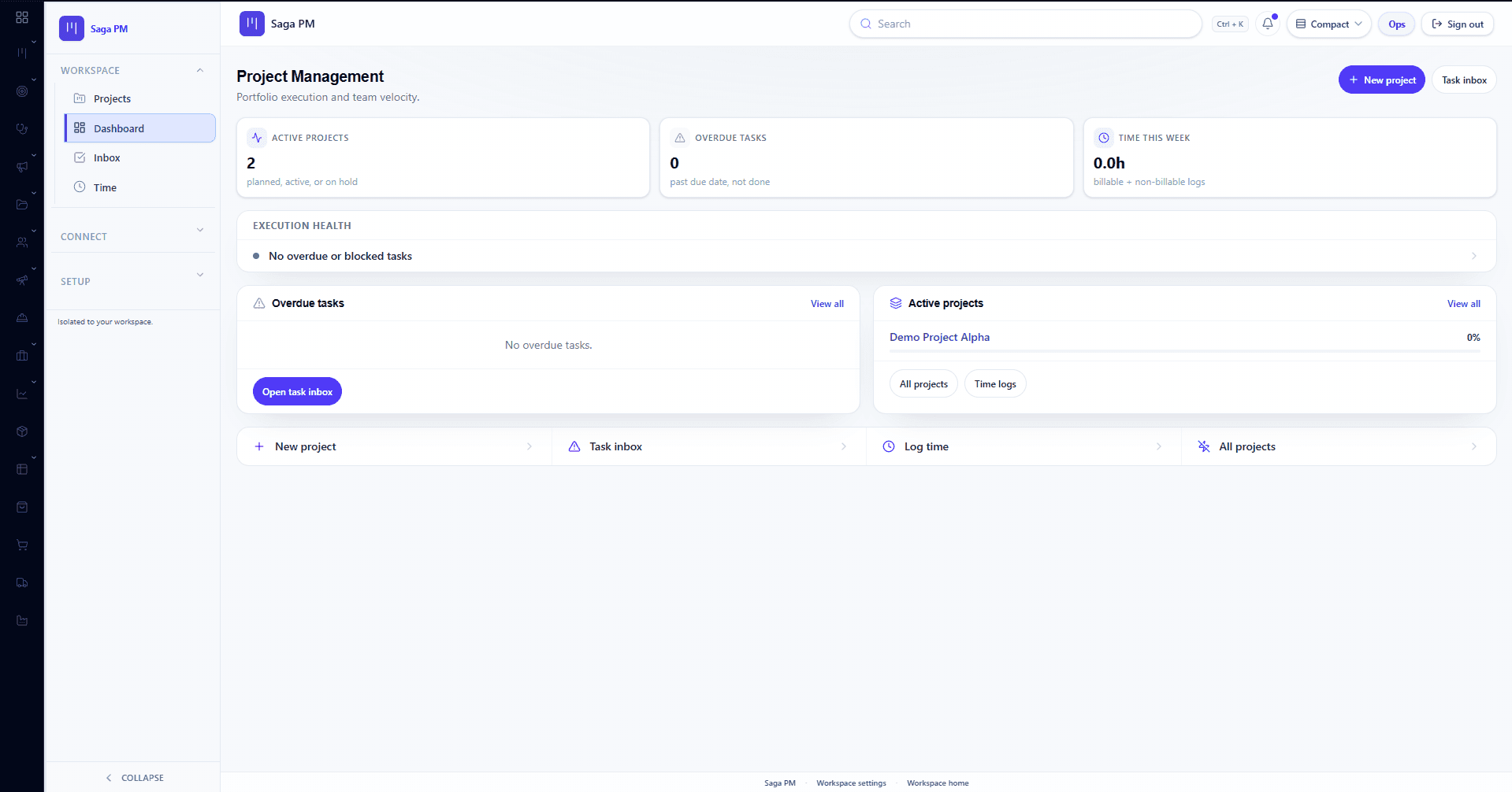 Saga PM dashboard preview