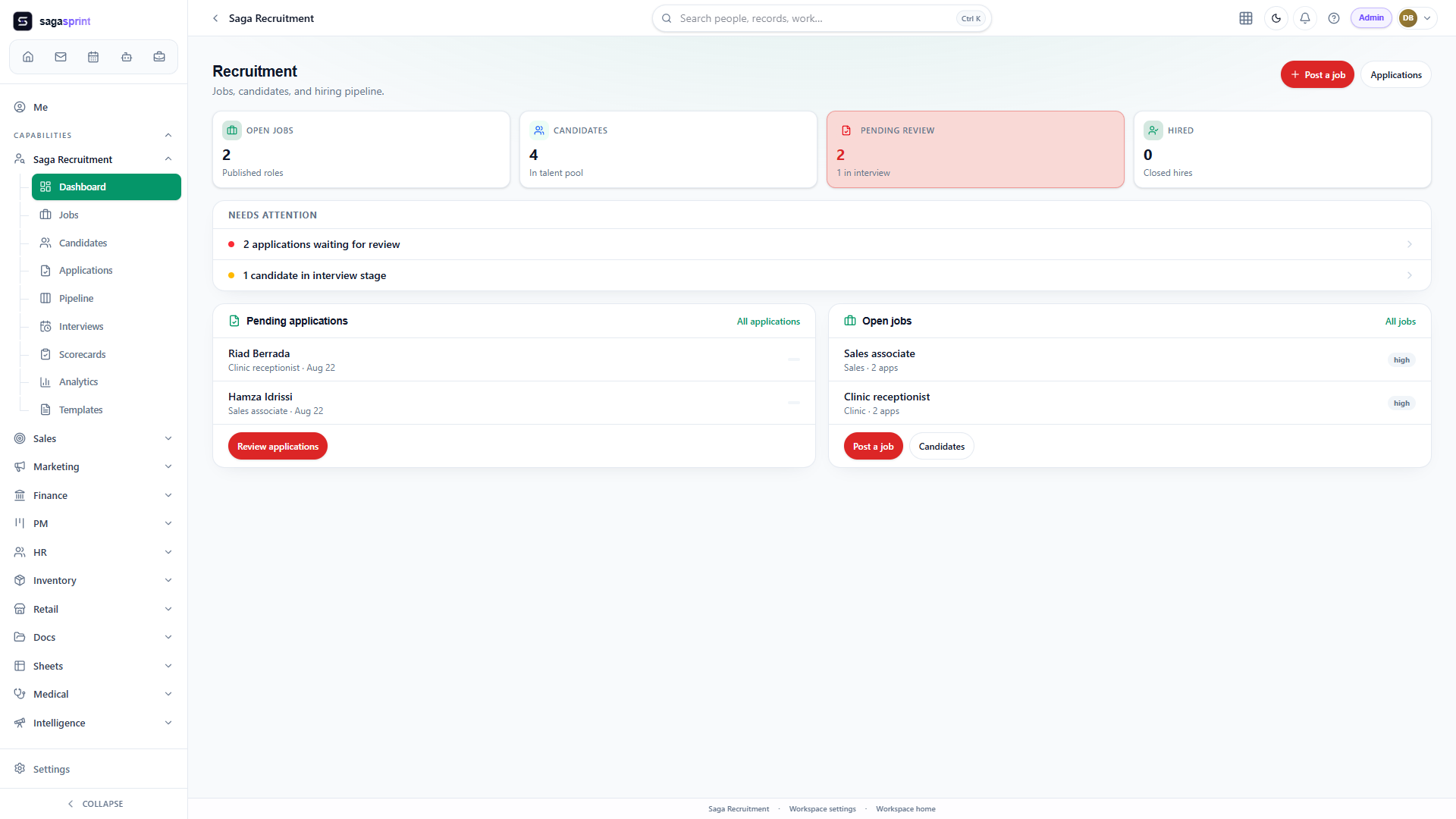 Recruitment dashboard
