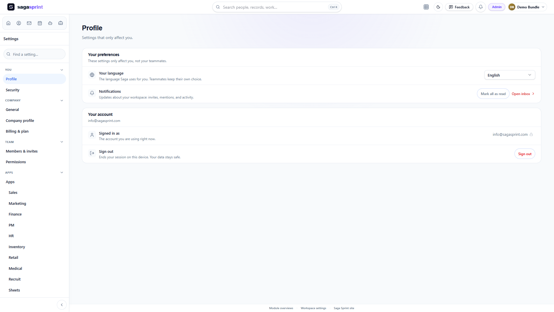 Settings: Profile